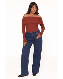 Petal & Pup - Sirmione Off Shoulder Pointelle Top - Burgundy