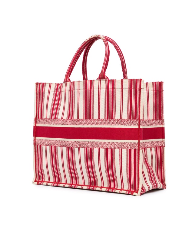 Dior - Pre-Loved Large Striped Book Tote