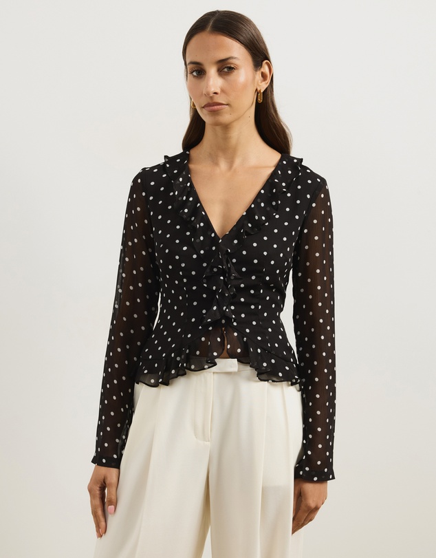Atmos&Here - Quinn Ruffle Polka Dot Blouse