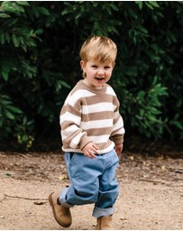 Kynd Baby - Knit Stripe Jumper in Mocha Stripe