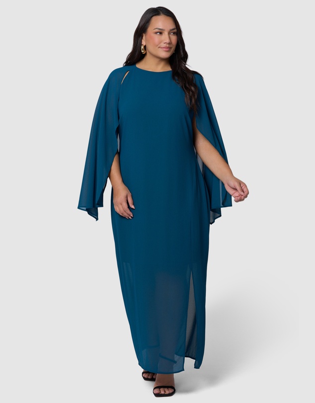 Pink Dusk by Curve Project - Eclipse Cape Maxi Dress