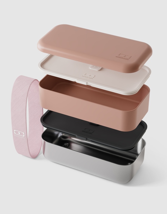 Monbento - Monbento Mb Sense Original The Two-Tier Metal Food Container Sense Original - Pink Moka