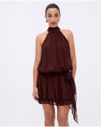 Minima Esenciales - Abbie High Neck Drop Waist Mini Dress
