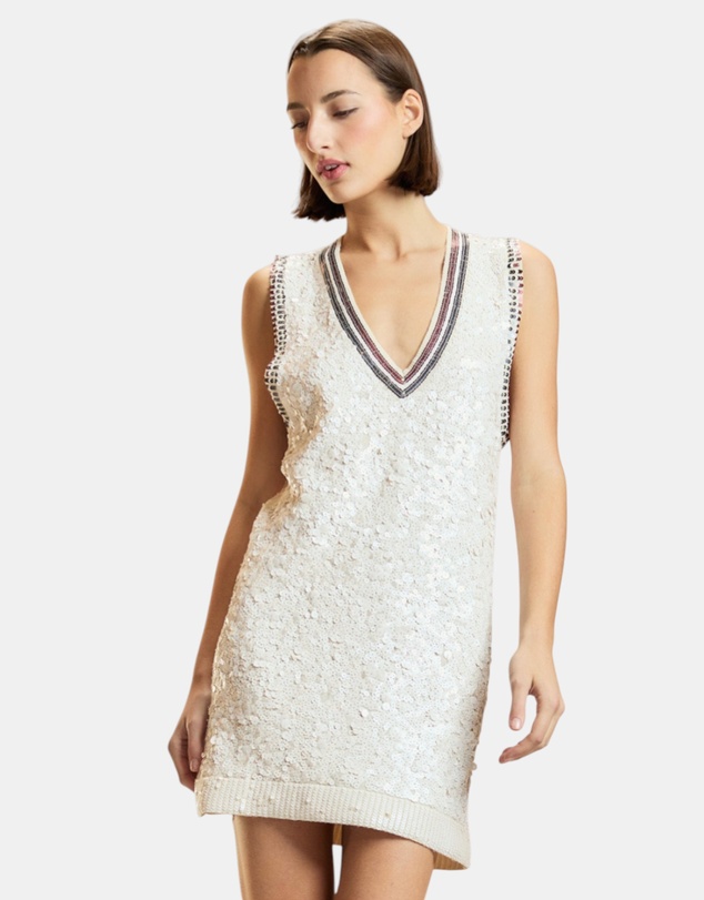 Cynthia Rowley - Sequin V-Neck Mini Knit Dress