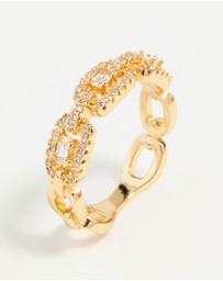 Lovisa - Gold Plated Cubic Zirconia Chain Ring