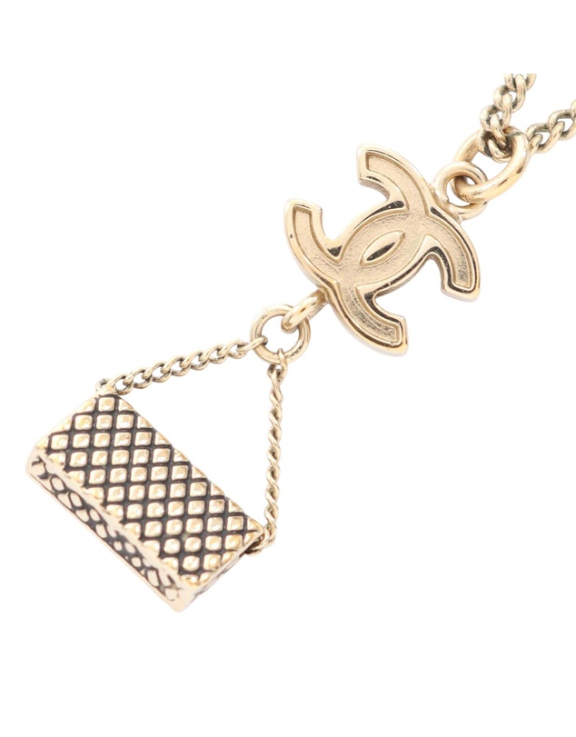 Pre-Loved by Azura Reborn - Pre-Loved CC Gold Plated Enamel Flap Bag Pendant Necklace