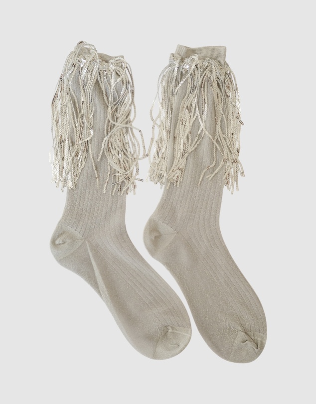High Heel Jungle - Stevie Metallic Lurex Socks With Glitter Fringe