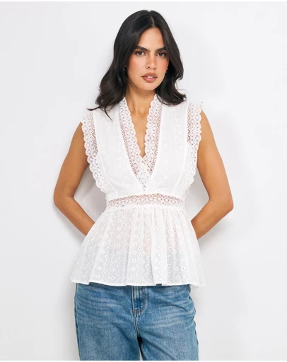AERE - Iris Cotton Broderie Top