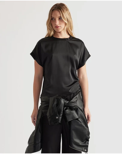 Decjuba - Frankie Satin Side Tie Top