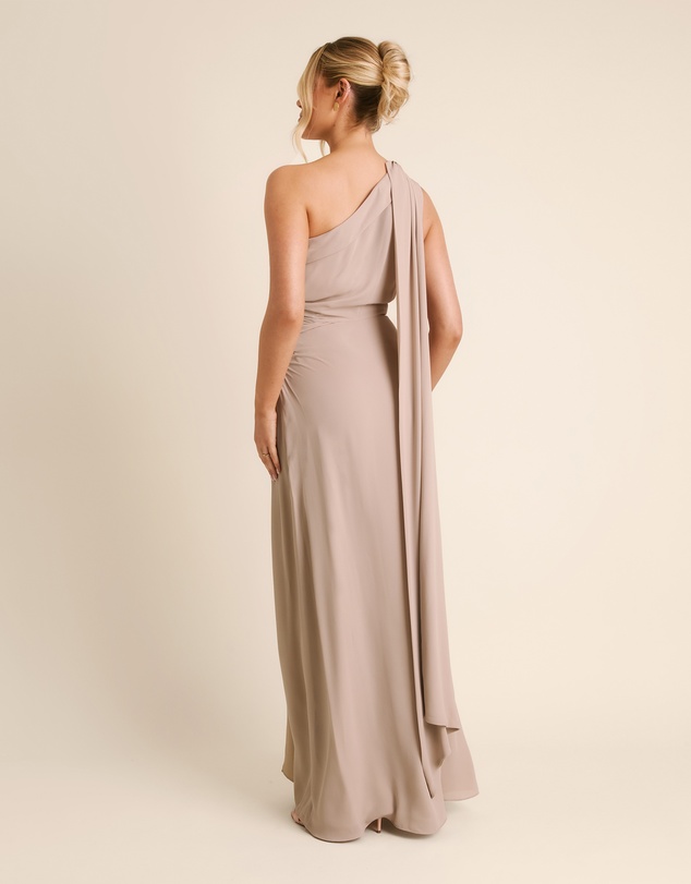 Six Stories - One Shoulder Neck Tie Chiffon Bridesmaid Dress