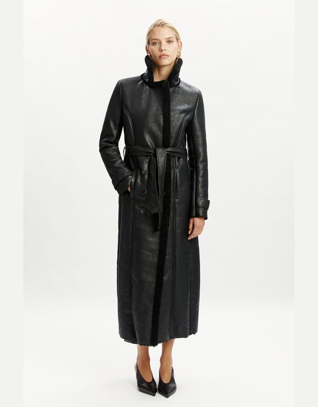 Bardot - Vegan Leather Shearling Coat