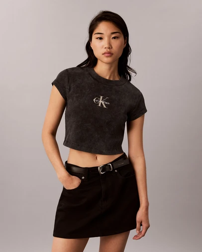 Calvin Klein Jeans - Monologo Rib Acid Wash Baby Tee