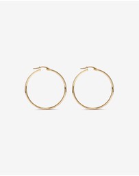 Michael Hill - 30mm Rounded Flat Hoop Earrings in 10kt Yellow Gold