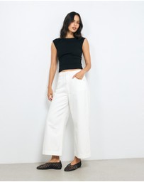 AERE - High Rise Wide Crop Jeans