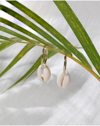 Elli Jewelry - Earrings Creoles Trend with Kauri Shell in 925 sterling silver gold plated