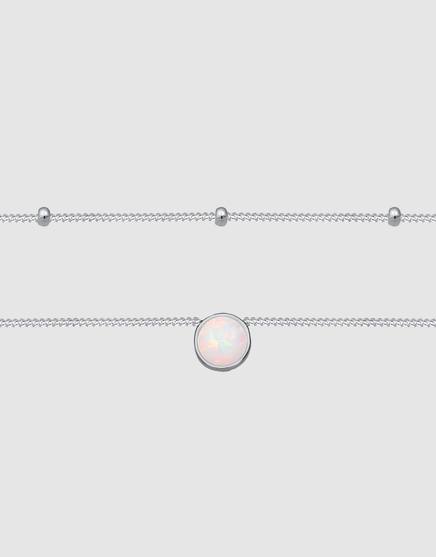 Elli Jewelry - Opal Choker Necklace in 925 Silver