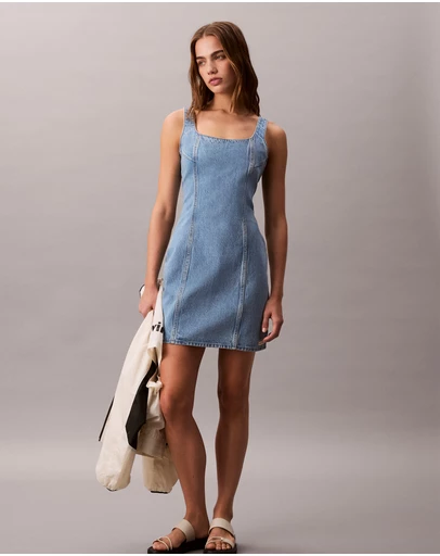 Calvin Klein Jeans - Scoop Neck Denim Mini Dress