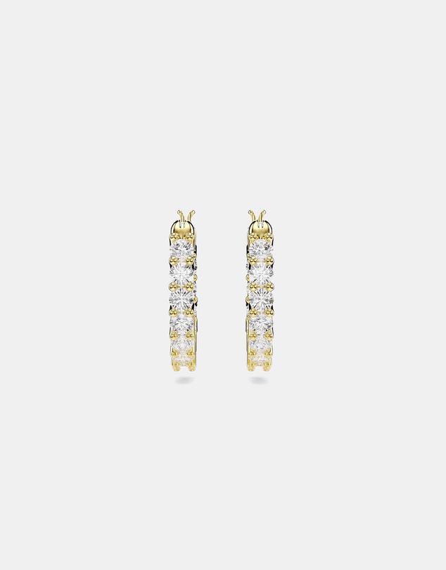 Swarovski - Matrix Vittore Hoop Earrings, Round Cut, White, 18K Gold Finish