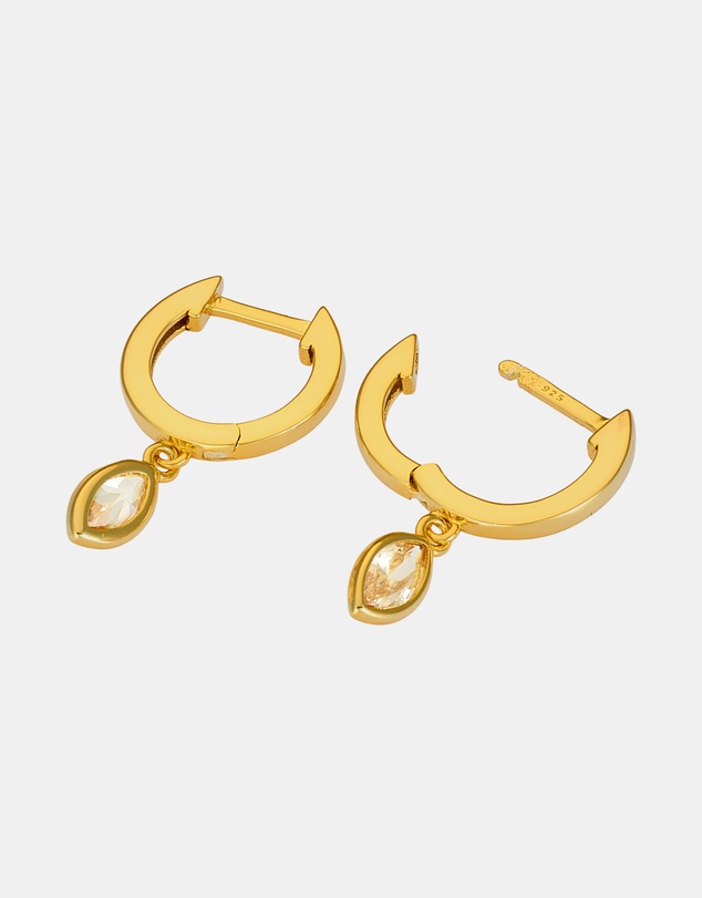 Zoe Olivia - 14K Gold Vermeil Champagne Cubic Zirconia Drop Huggies