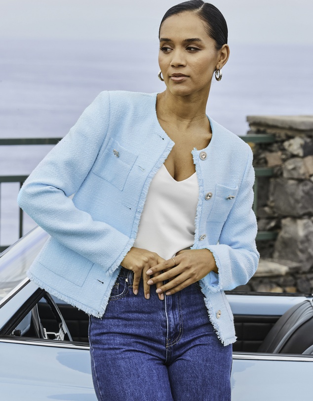 Sosandar - Boucle Jacket With Embellished Buttons
