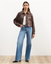 Atmos&Here - Annalise Leather Look Cropped Shacket