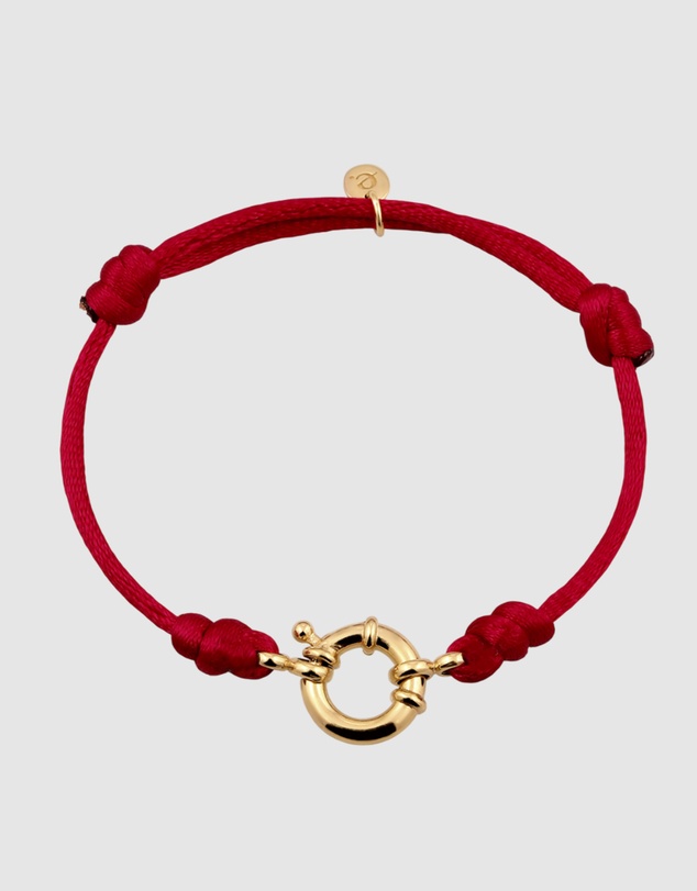 Elli Jewelry - Bracelet Women Satin Ribbon Red 925 Sterling Silver Gold Plated