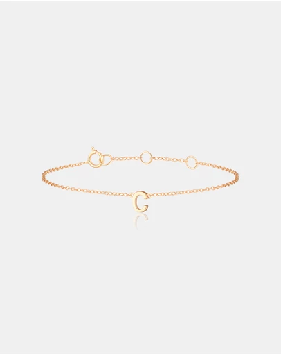 The Silver Collective - Children's A-Z Letter Bracelet - C