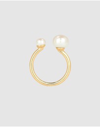 Elli Jewelry - Ring Modern Open with Freshwater Pearls in 925 Sterling Silver Gold Plated