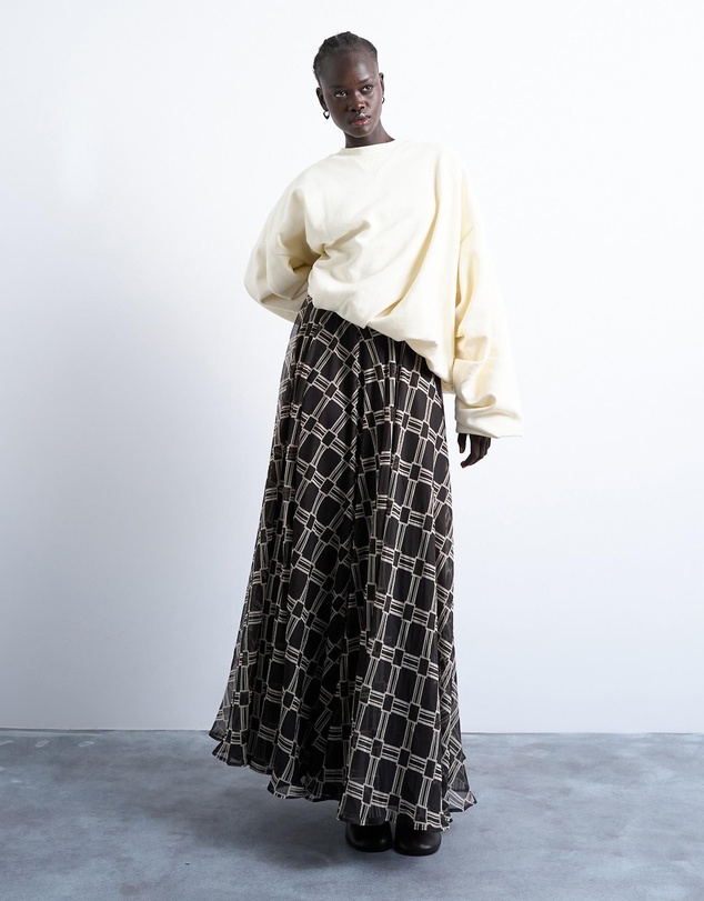 TOPSHOP - Check Print Full Circle Maxi Skirt