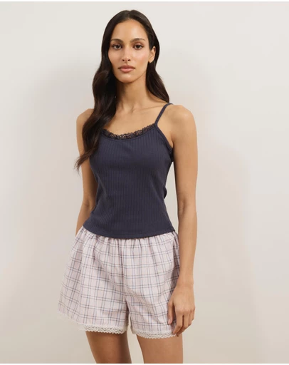 Atmos&Here - Lily Check Short and Pointelle Cami Pyjama Set