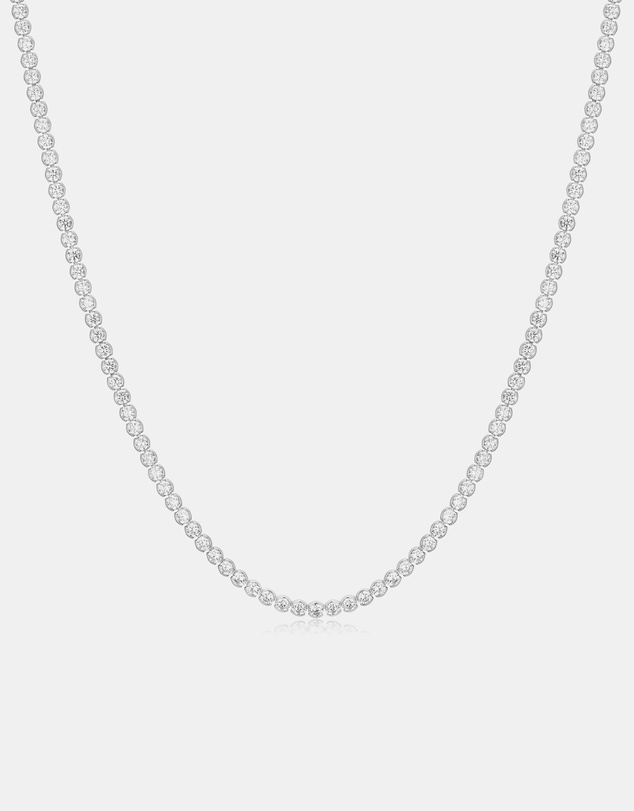 Ania Haie - Silver Half-Bezel Round Tennis Necklace