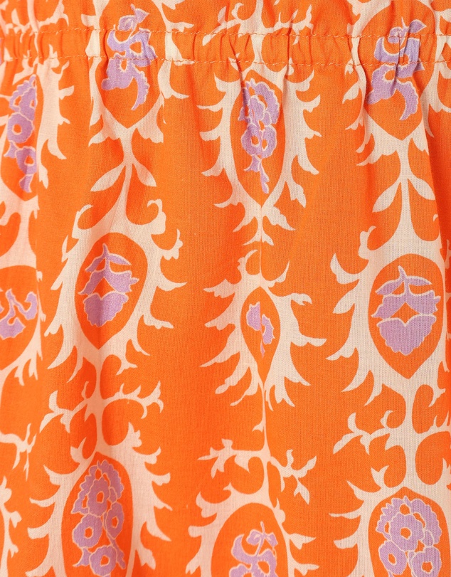 Petal & Pup - Carmen Off Shoulder Mini Dress - Orange Print