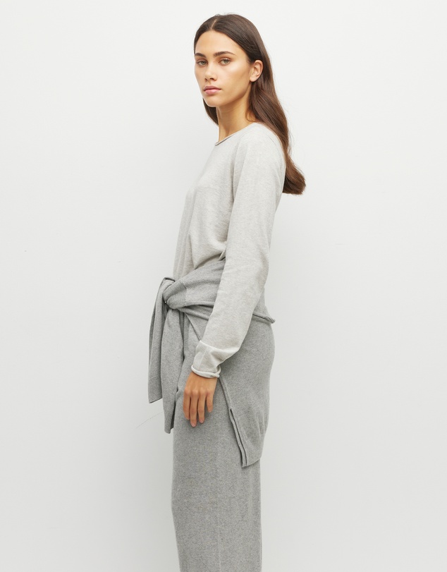 JH Lounge - JHL Crew L/S T (Fine Cotton Cashmere) Soft Grey Marle