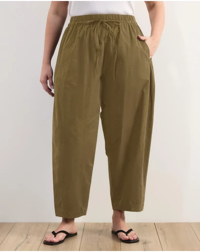 Atmos&Here Curvy - Sienna Cotton Barrel Leg Pants
