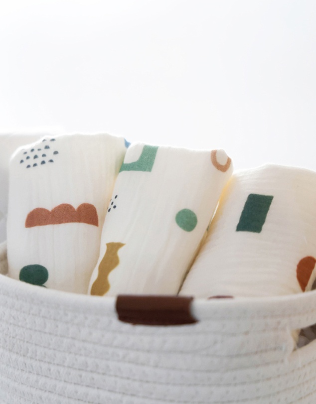 Living Textiles - 3 Pack Muslin Wash Cloths - Geo Mod