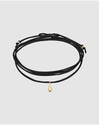 Elli Jewelry - Necklace Satin Ribbon Black Drop Pendant in 925 Sterling Silver Gold Plated
