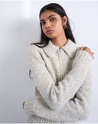 TOPSHOP - Knitted Heavy Twist Yarn Collard Cardigan