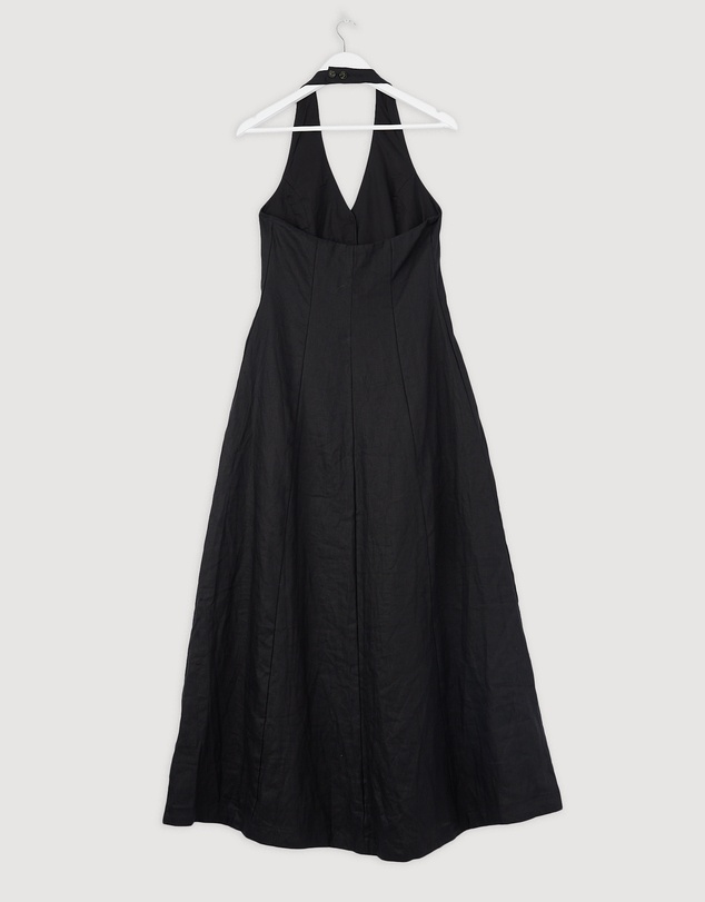 Revibe - Repaired AERE Rosa Linen Halter Midi Dress - AU 10