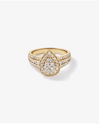 Michael Hill - 0.85 Carat TW Pear-Shaped Diamond Cluster Ring in 10kt Yellow Gold