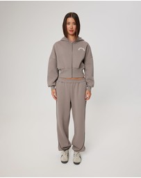 Upstate - Cropped Zip Thru Hoodie - Cinder