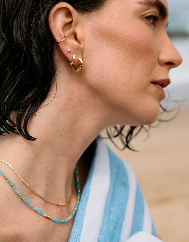 Rachel Jackson - Small Imagine White Sapphire Hoop Earrings Gold