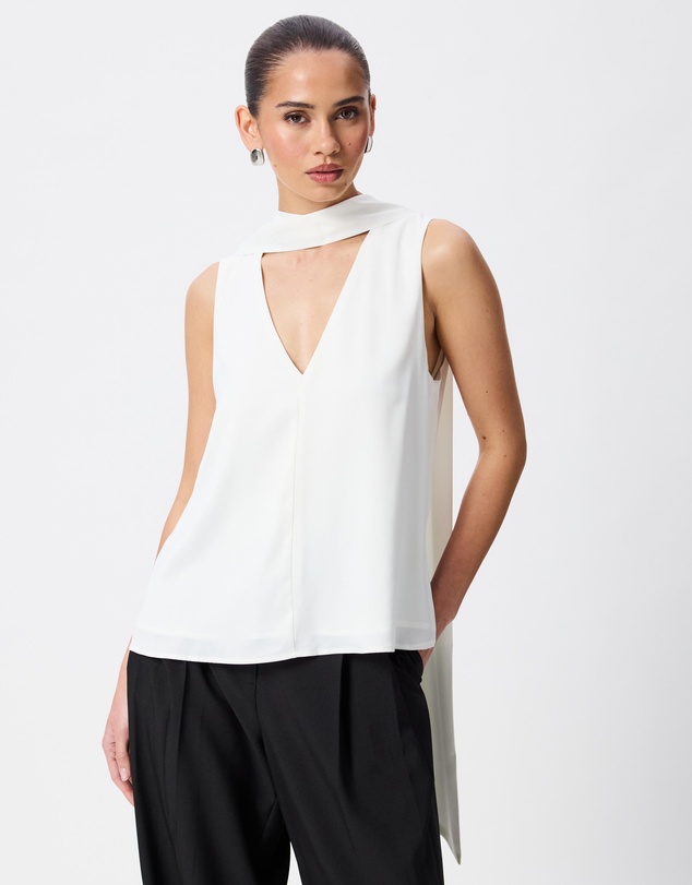 Tussah - Amelia V-Neck Scarf Satin Top