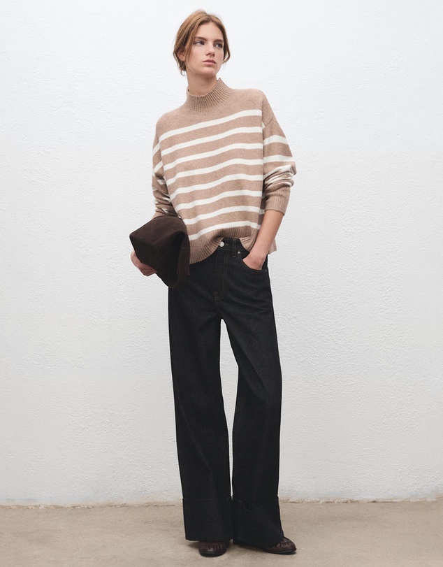 M.N.G - Oversized Striped High-Neck Jumper