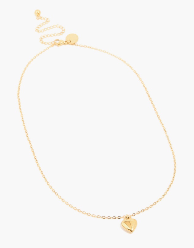 Lovisa - Waterproof Gold Plated Stainless Steel Puffy Heart Pendant Necklace