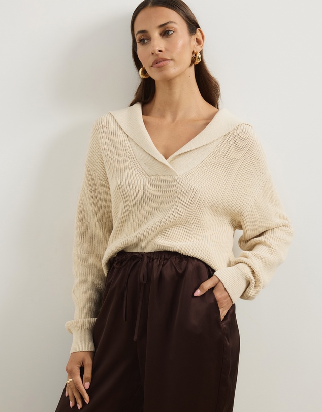 Atmos&Here - Natalie Oversized V-Neck Knit Jumper