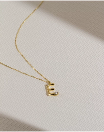Wanderlust + Co - Alphabet Bubble Pendant Necklace - Letter E
