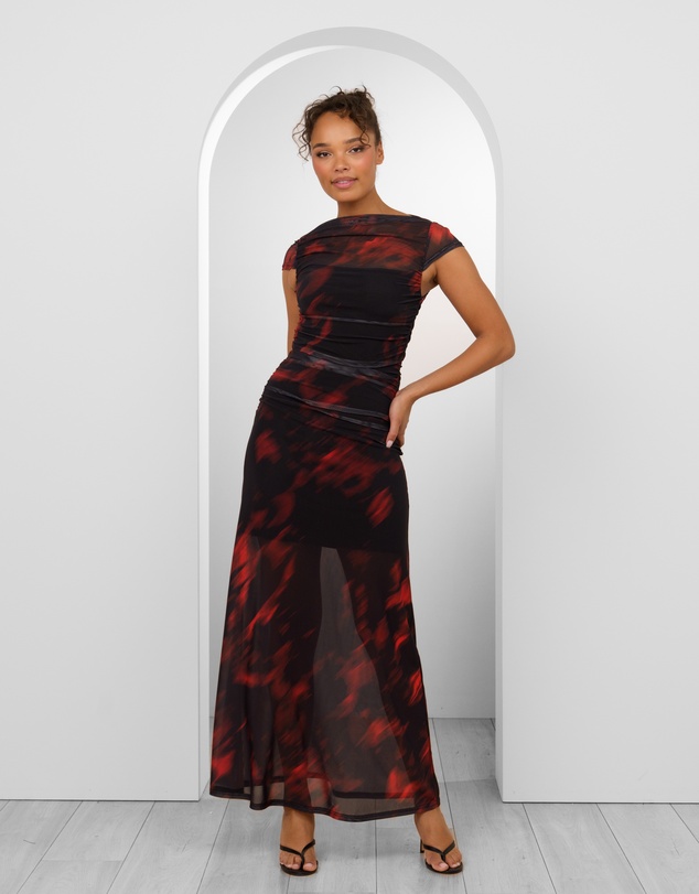 Pilgrim - Yasma Gathered Mesh Maxi Dress