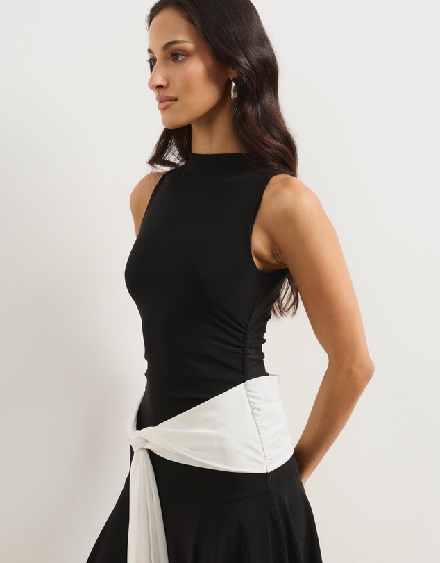 Atmos&Here - Leona Contrast Mesh Mini Dress