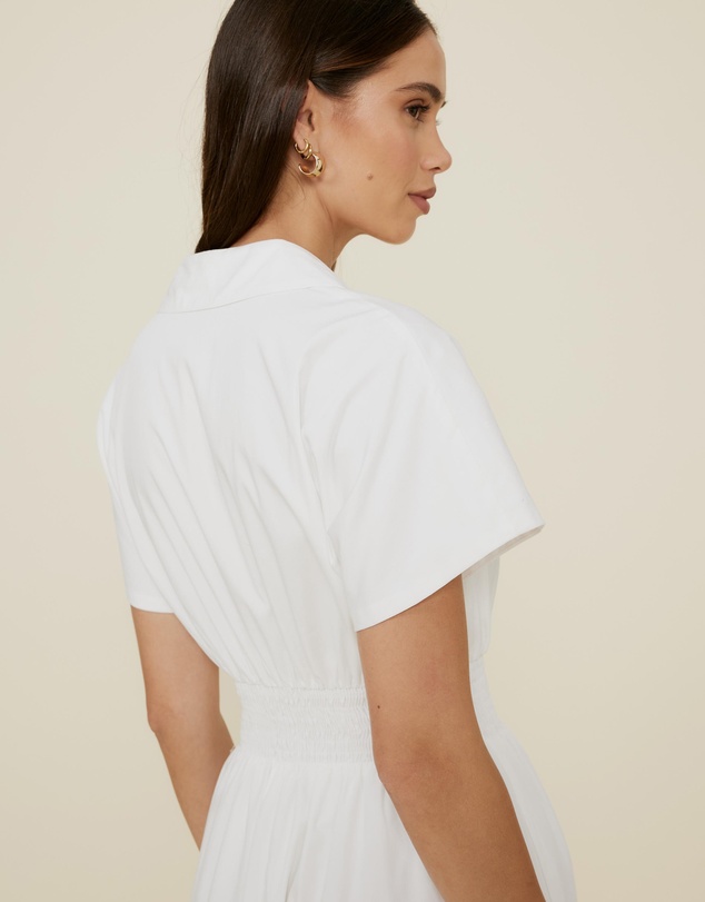 The Fated - Shirred Drop Waist Collared Dress