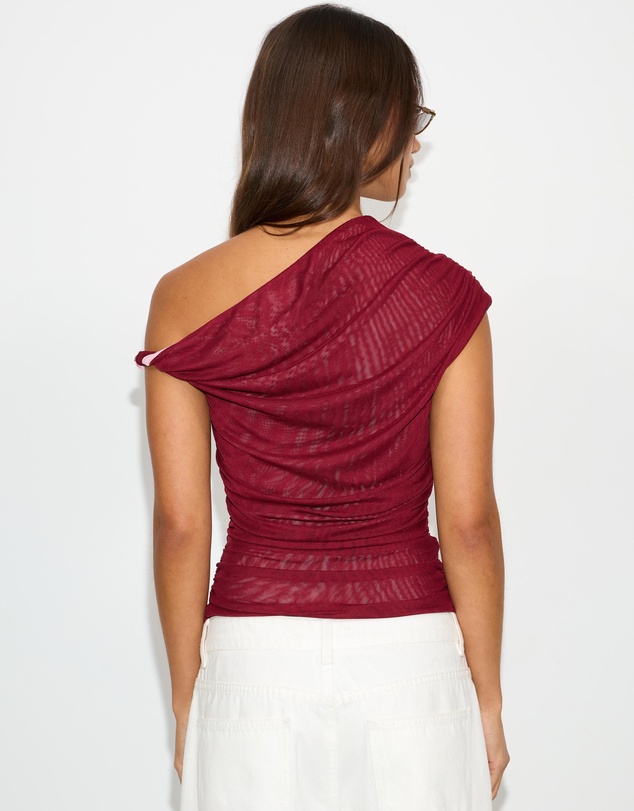 Dazie - Santino Contrast Mesh One Shoulder Top